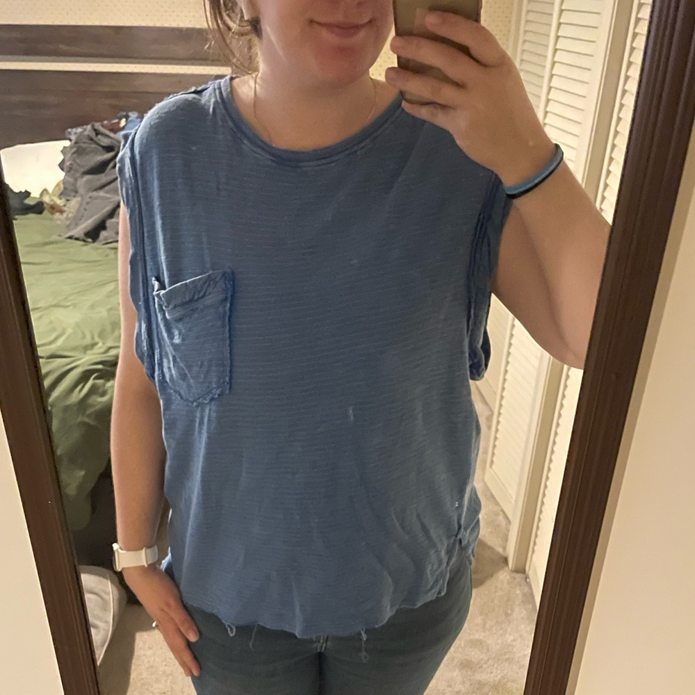 We The Free Blue Sleeveless Top